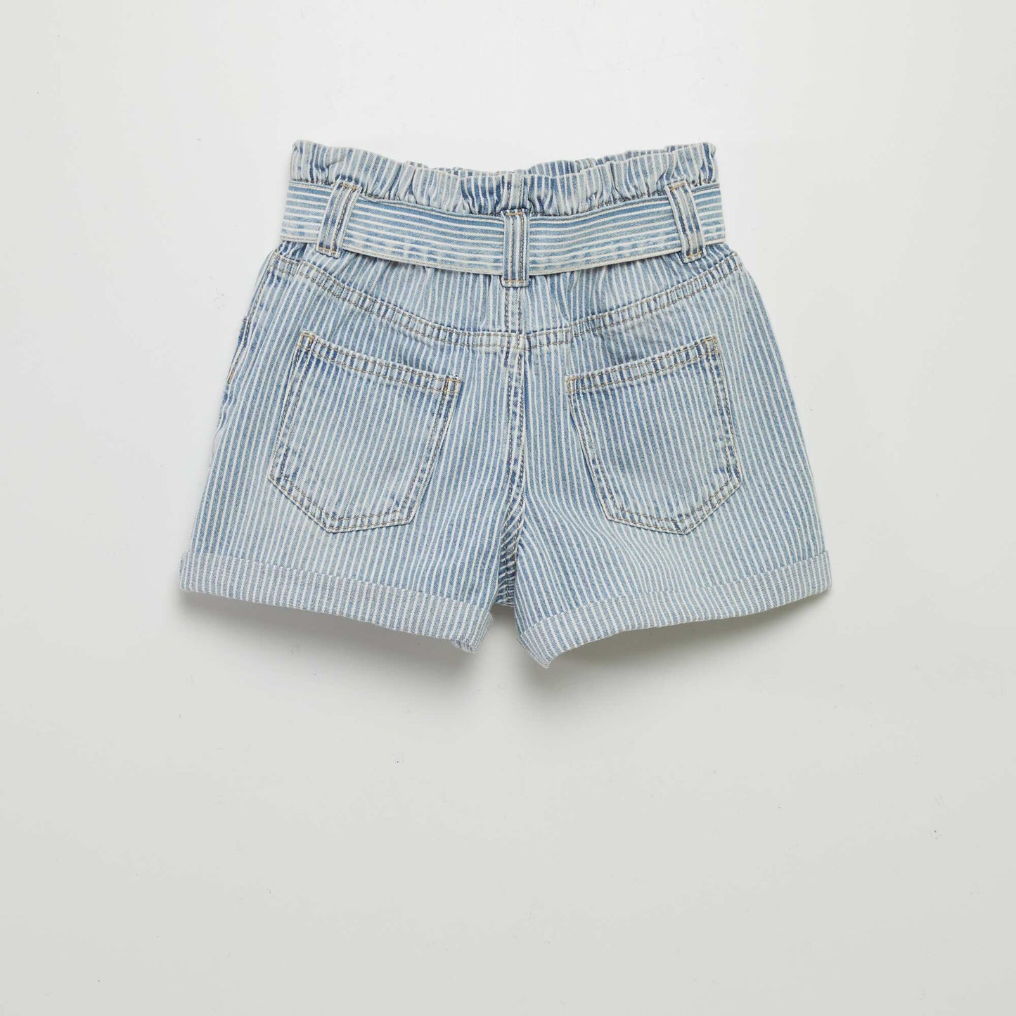 Striped denim shorts BLUE