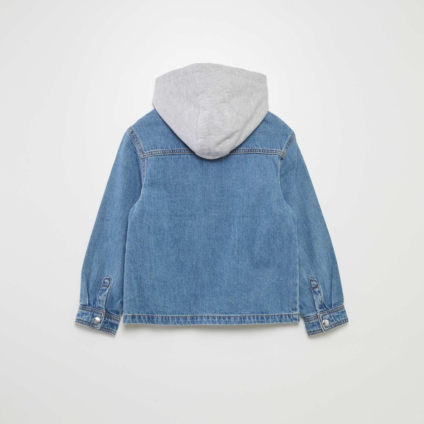 Denim shirt with hooded collar BLUE