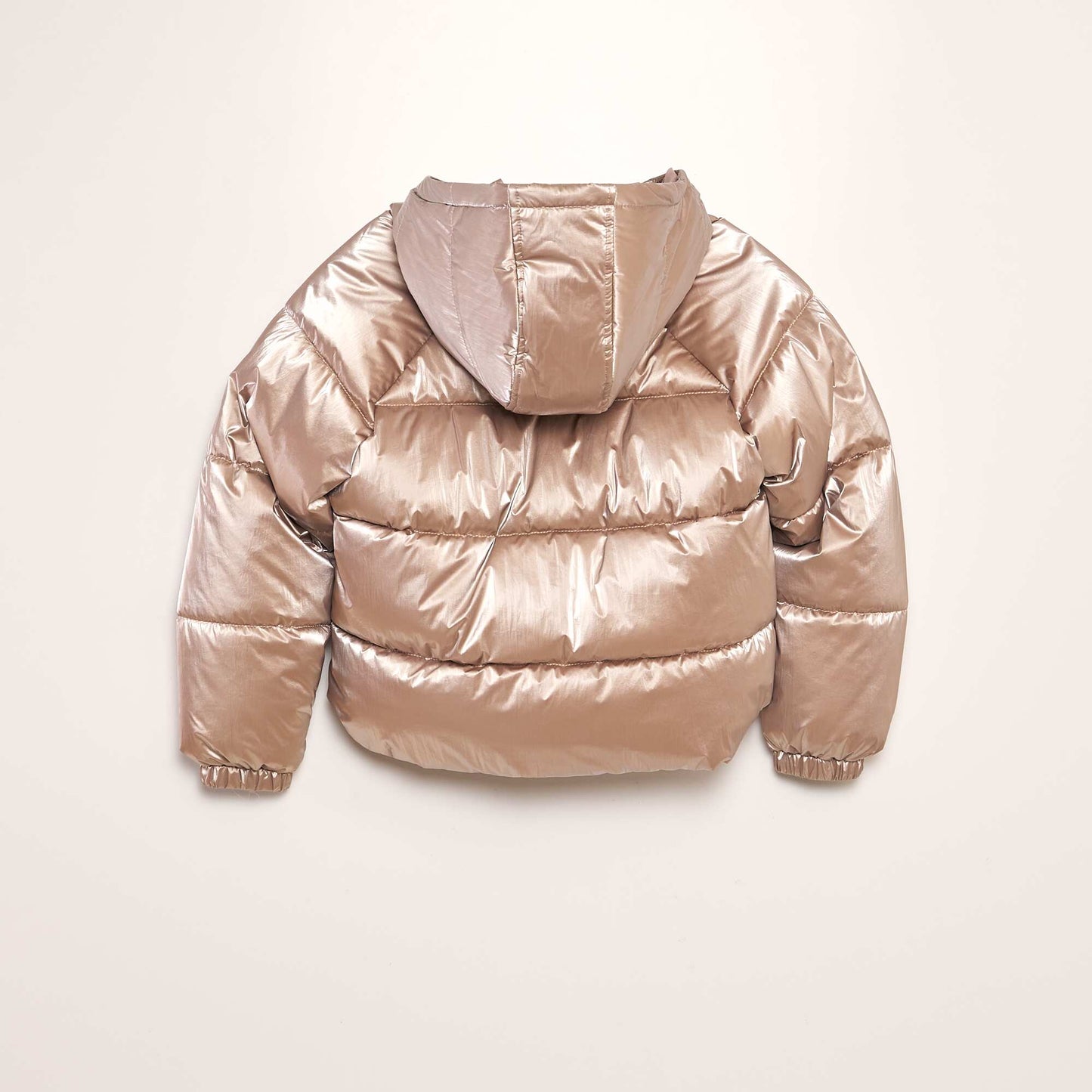 Metallic padded jacket with hood BEIGE