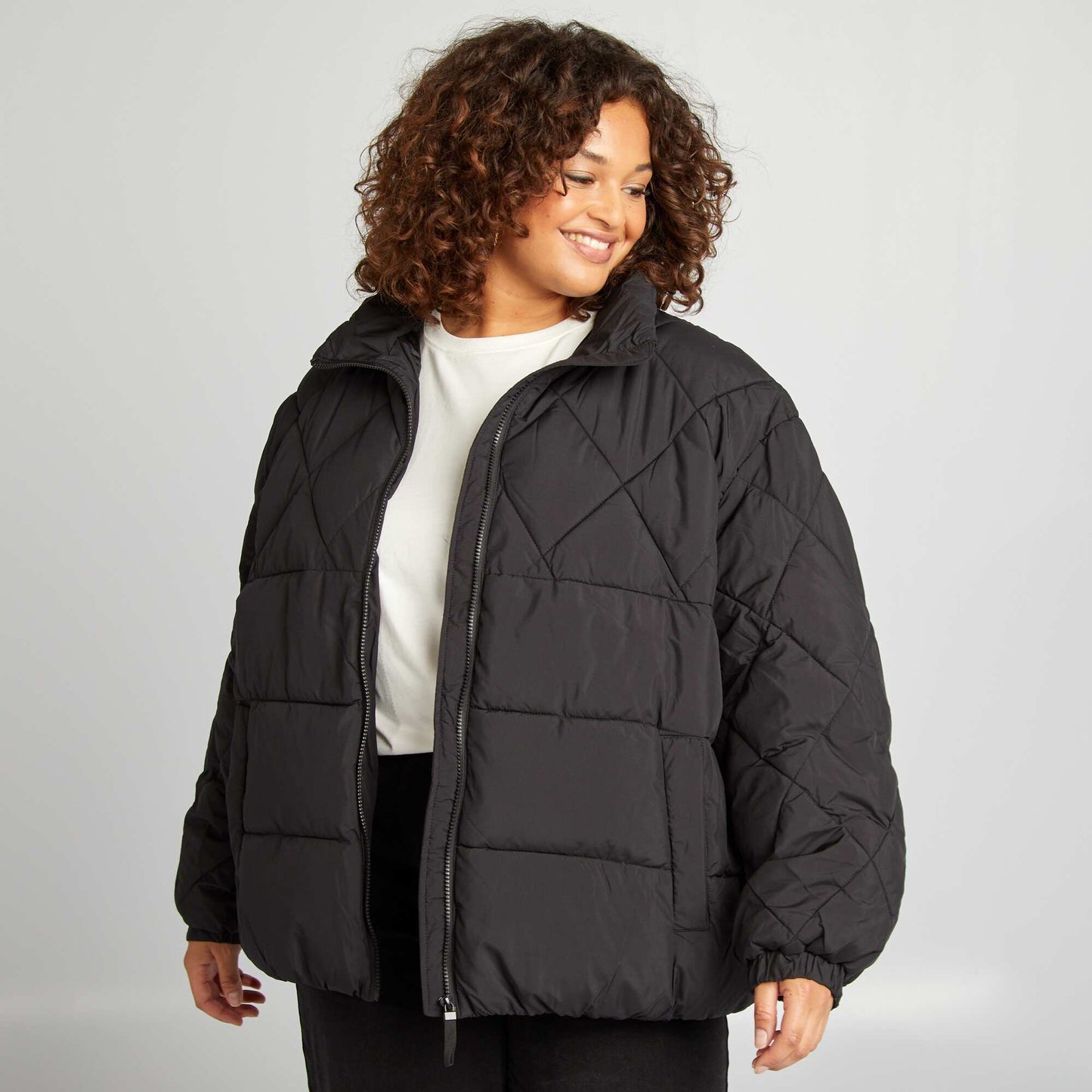 Quilted padded jacket black