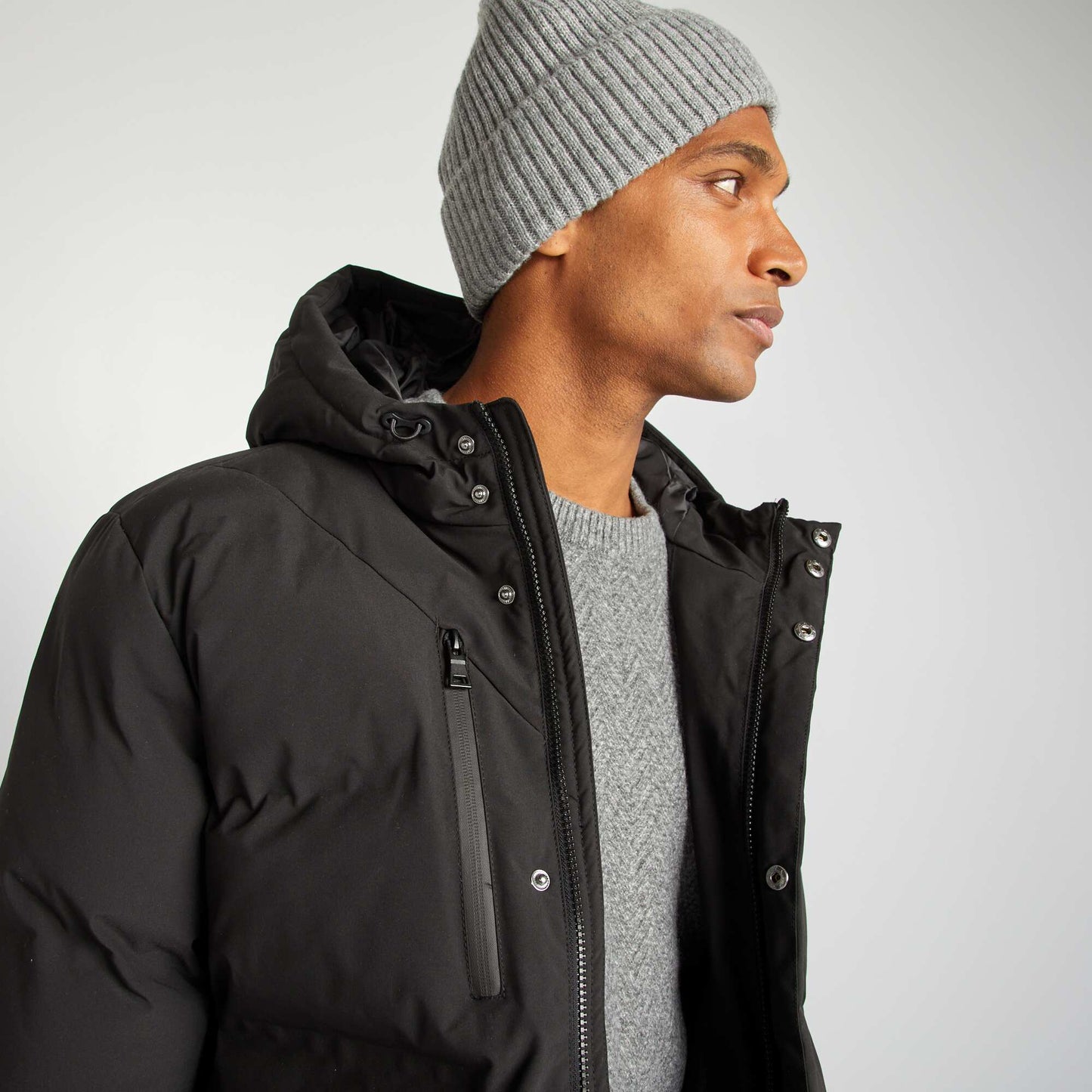 Long quilted padded coat black