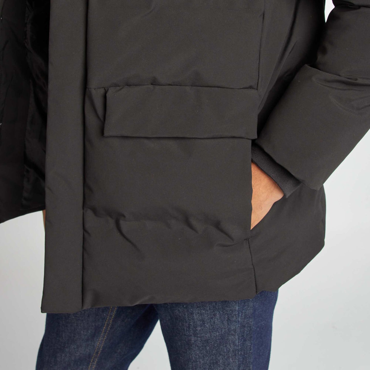 Long quilted padded coat black