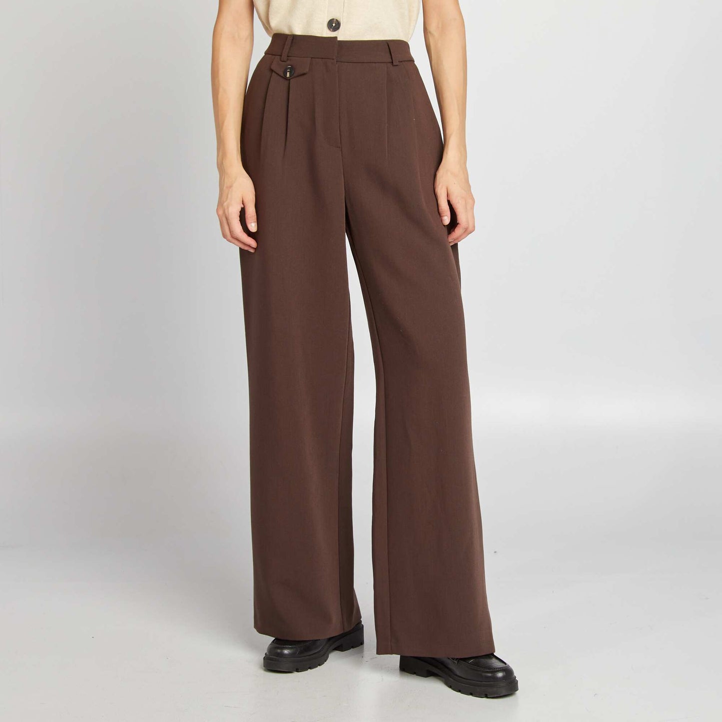 Wide-leg tailored trousers BROWN