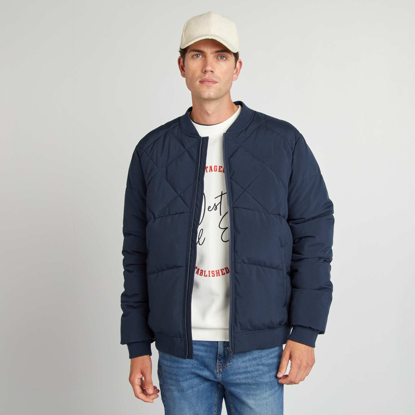 Quilted padded jacket blue