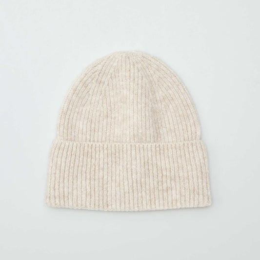 Ribbed knit hat BEIGE