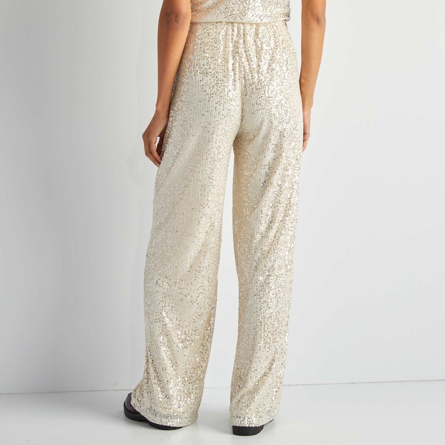 Sequined party trousers BEIGE