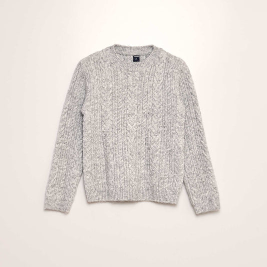 Knitted round neck sweater GREY