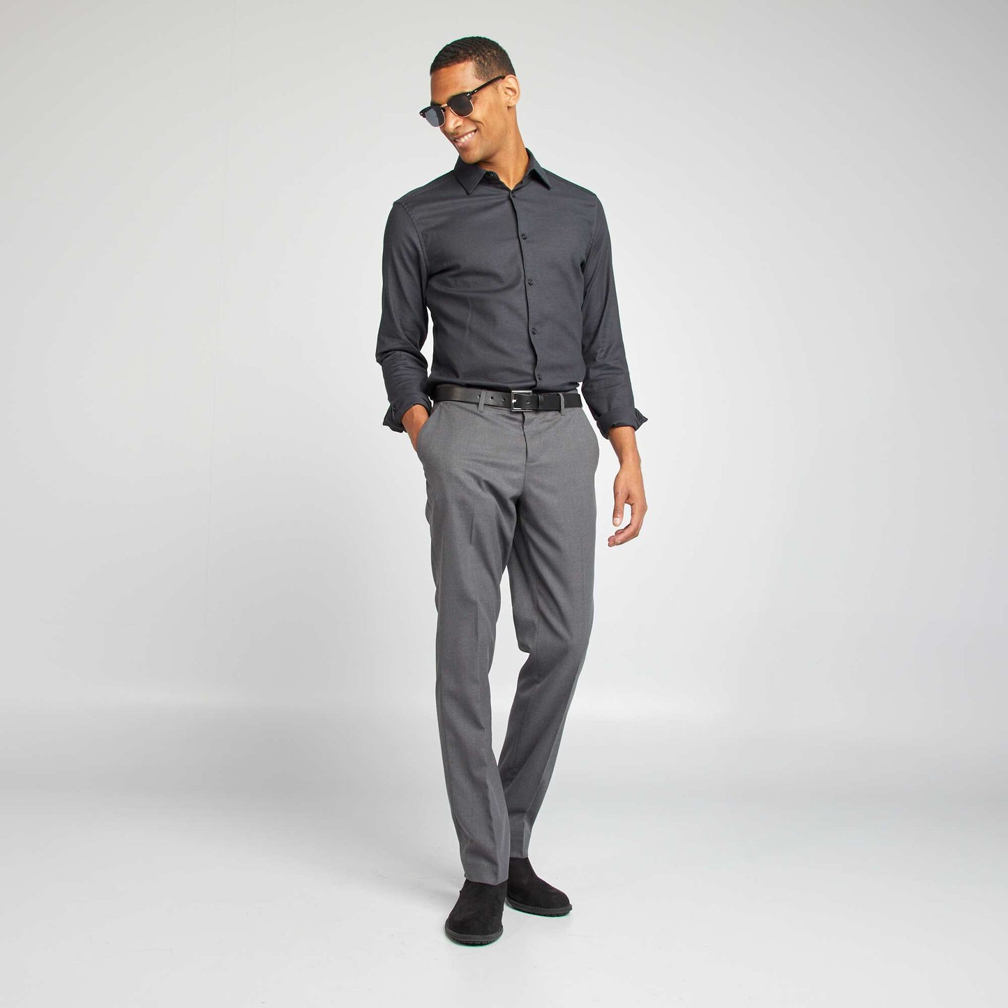 Flowing slim-fit shirt BLACK