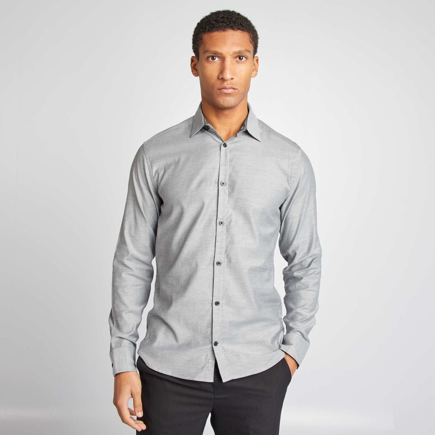 Patterned straight-cut shirt GREY