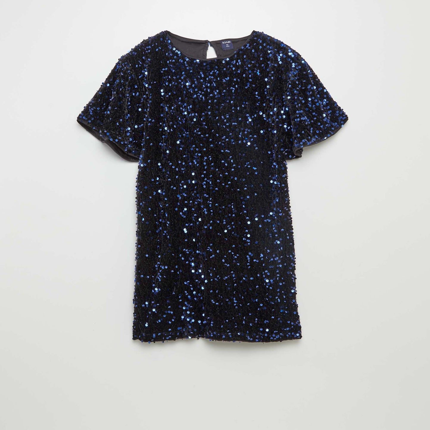 Short-sleeved sequined dress BLUE