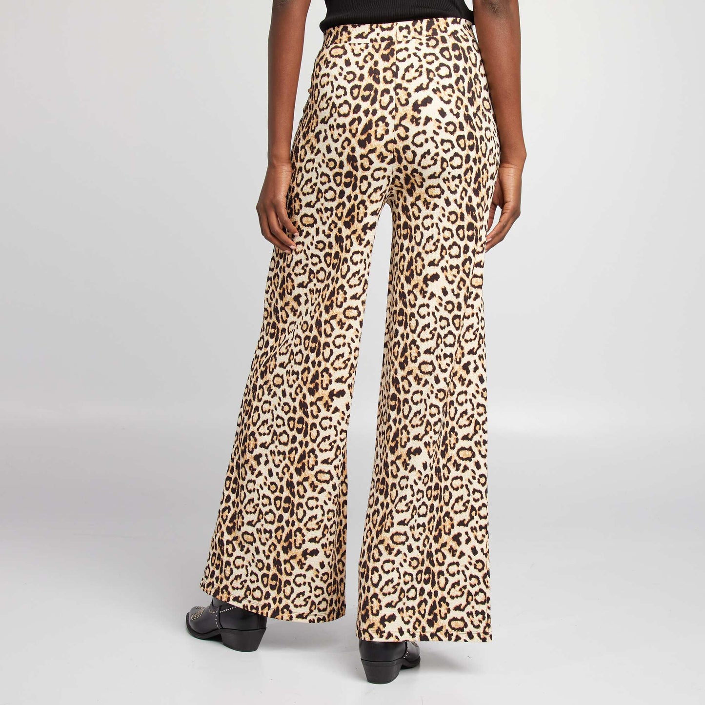 Wide-leg leopard trousers BEIGE