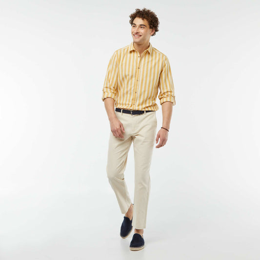 Linen blend chinos BEIGE