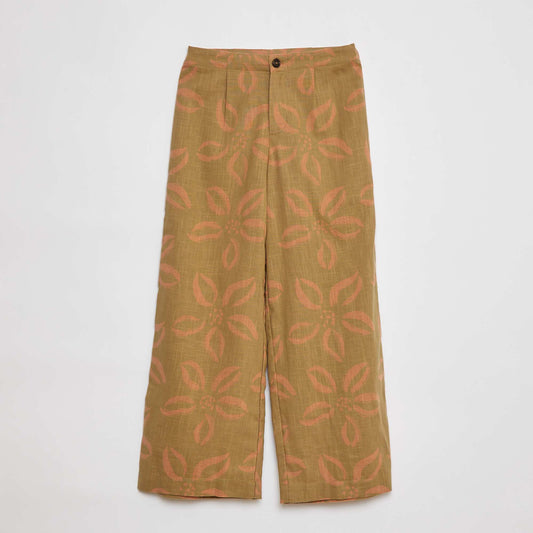 Wide-leg trousers with print KHAKI