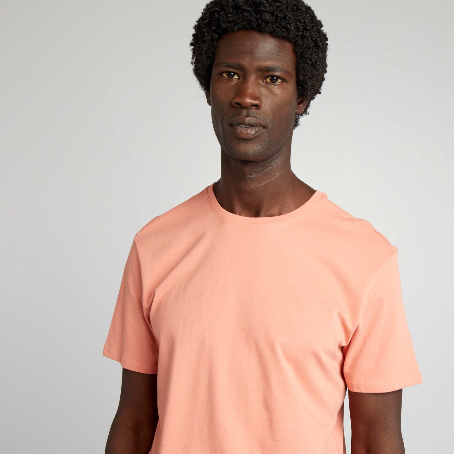 Plain jersey straight T-shirt ORANGE