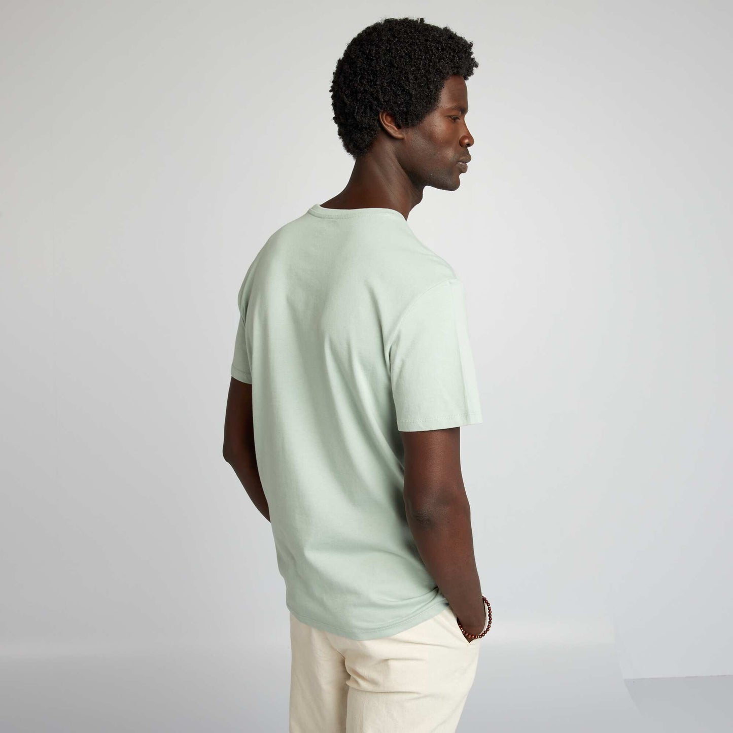 Plain jersey straight T-shirt GREEN