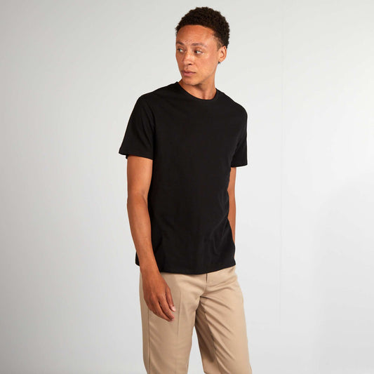 Plain jersey straight T-shirt black