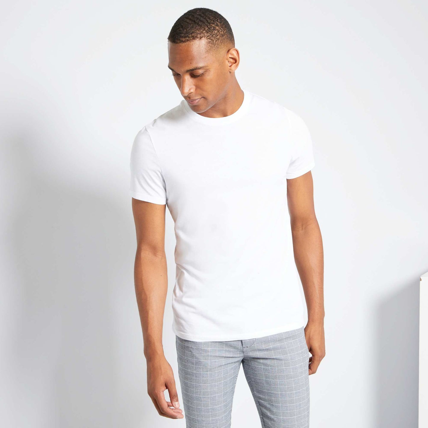 Plain jersey straight T-shirt white