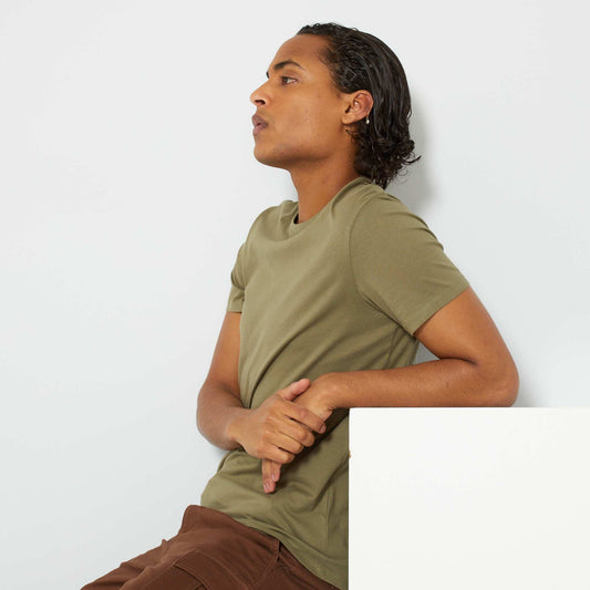 Plain jersey straight T-shirt lichen green