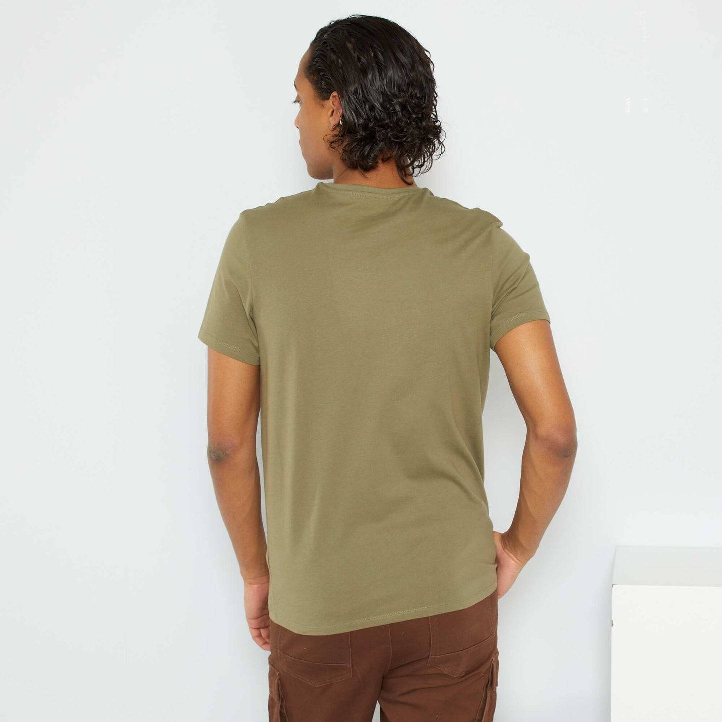 Plain jersey straight T-shirt lichen green