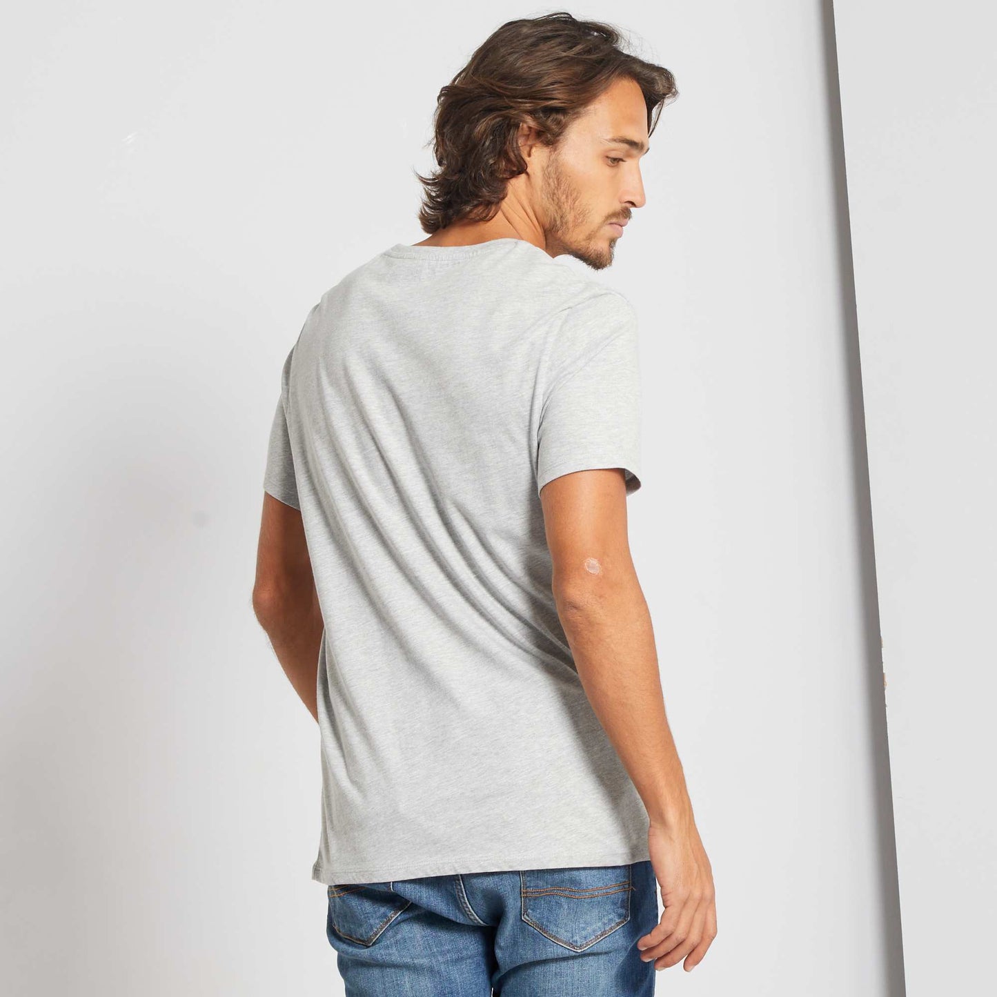 Plain jersey straight T-shirt GREY