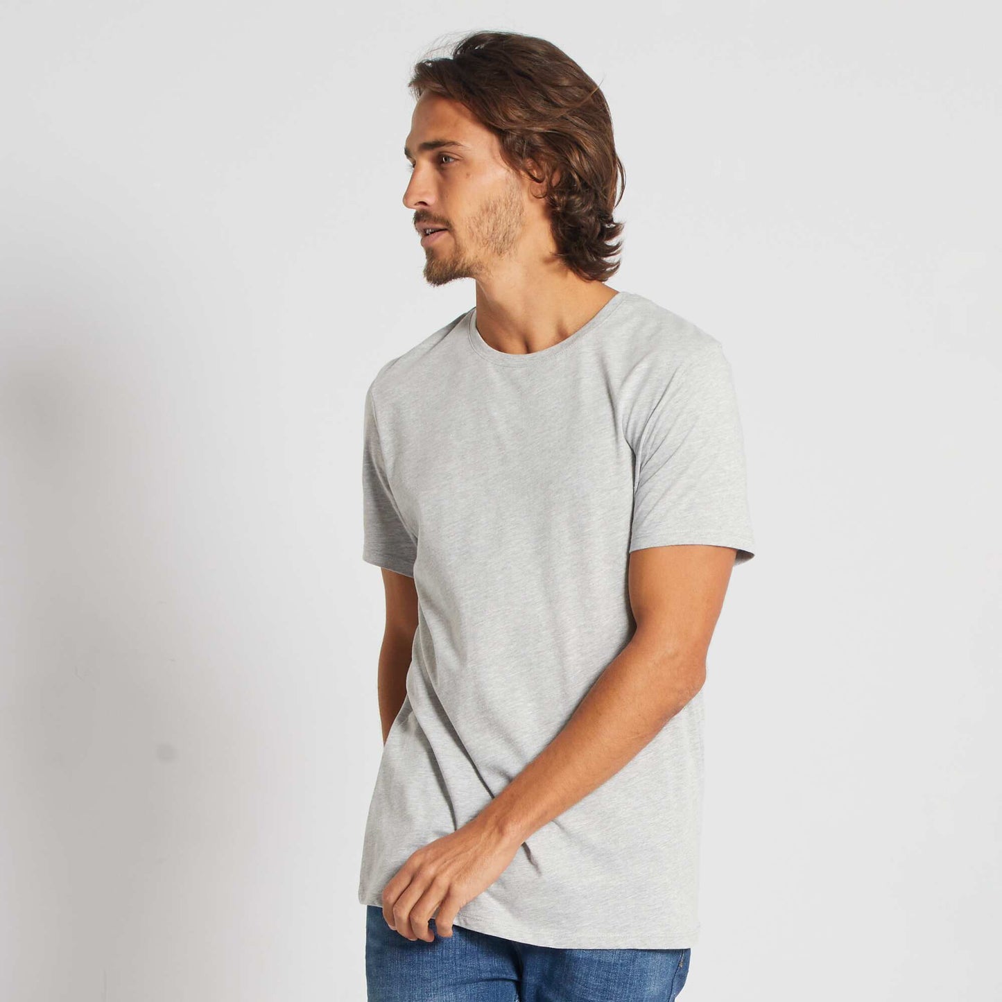 Plain jersey straight T-shirt GREY