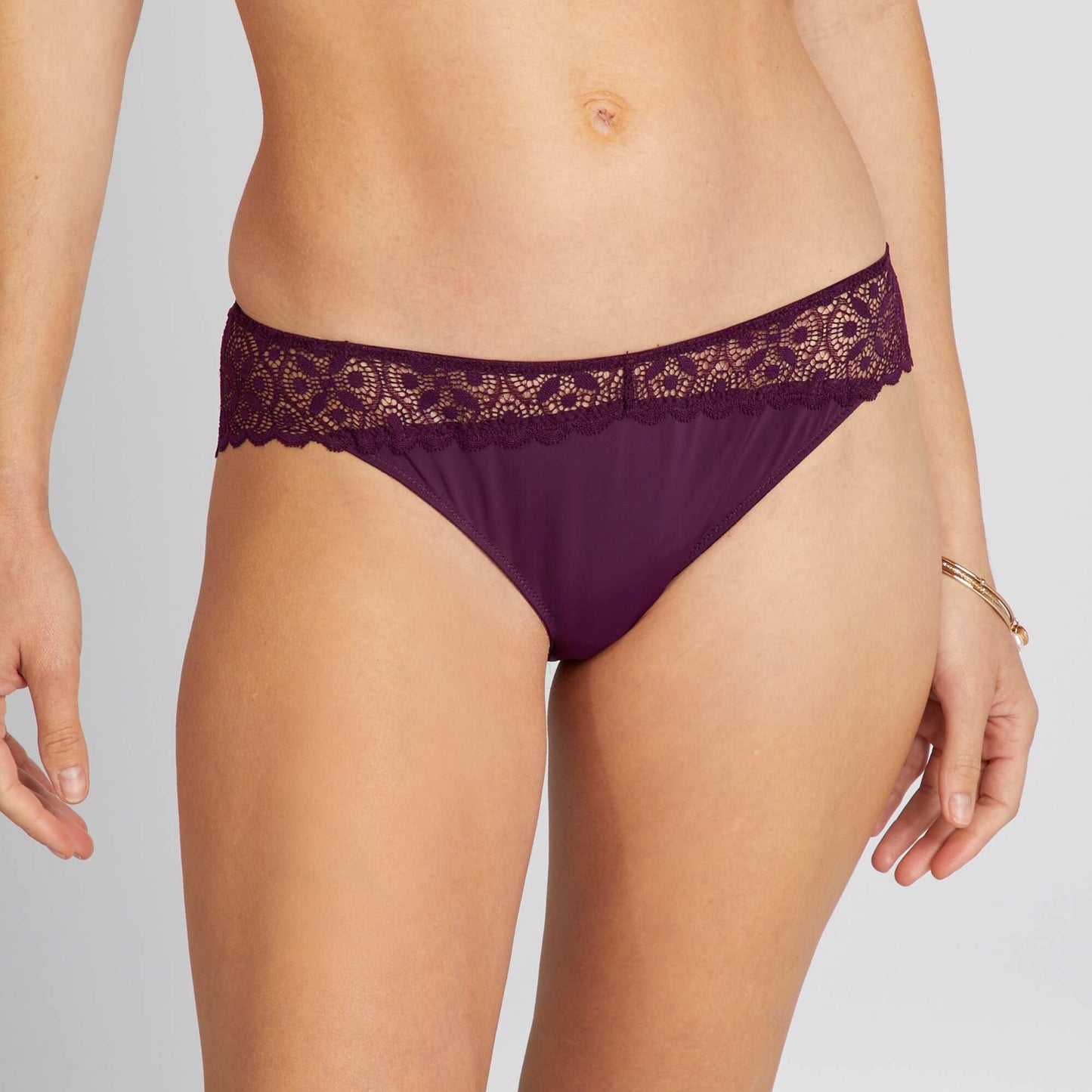 Microfibre and lace briefs PURPLE