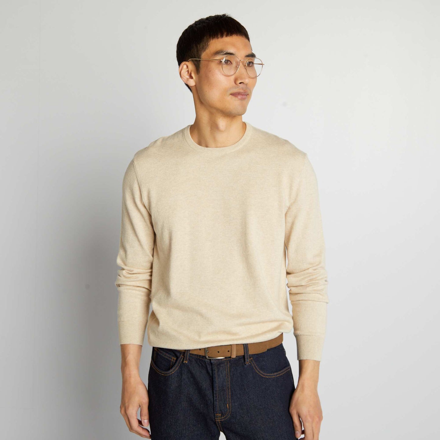 Round neck sweater BEIGE