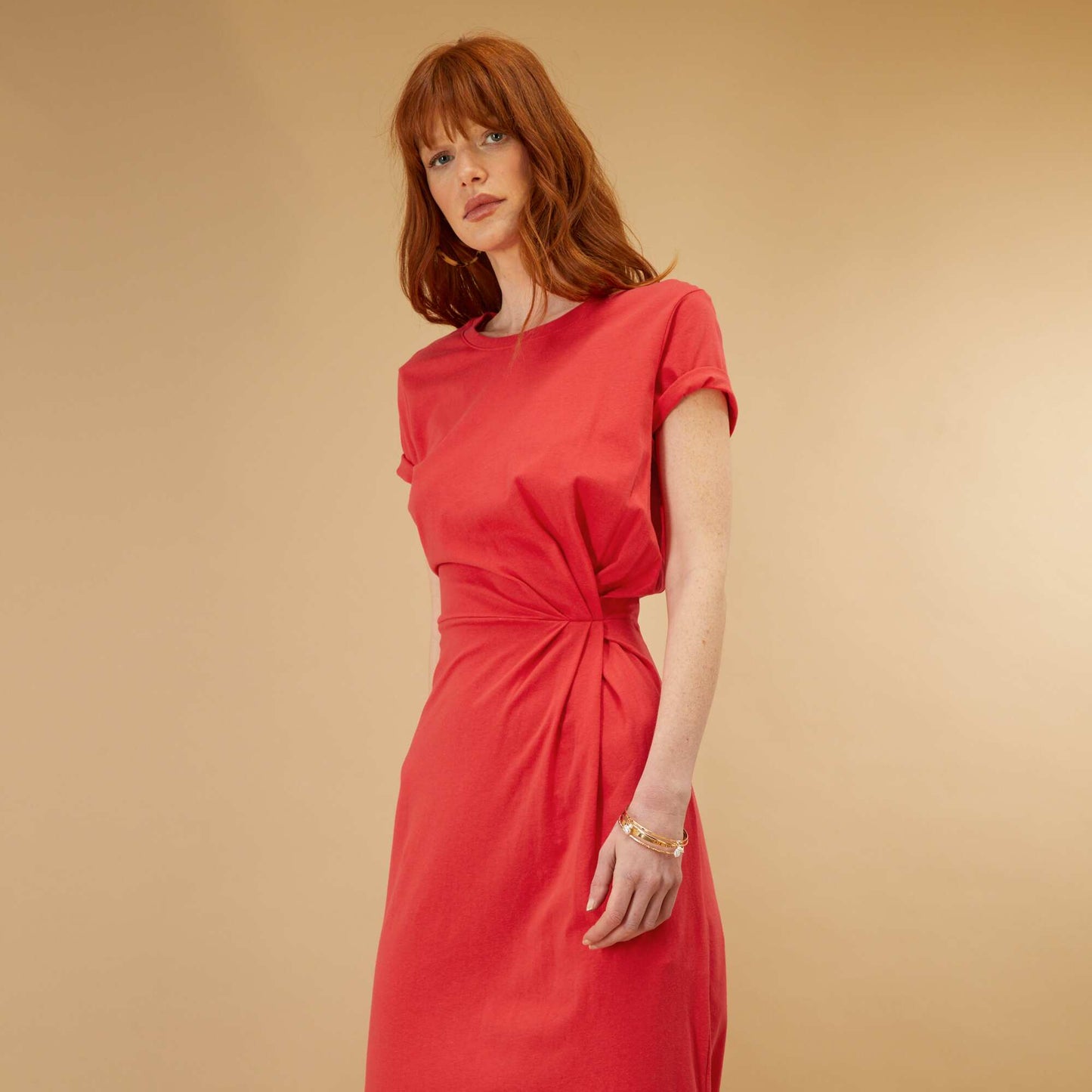 Long jersey dress red