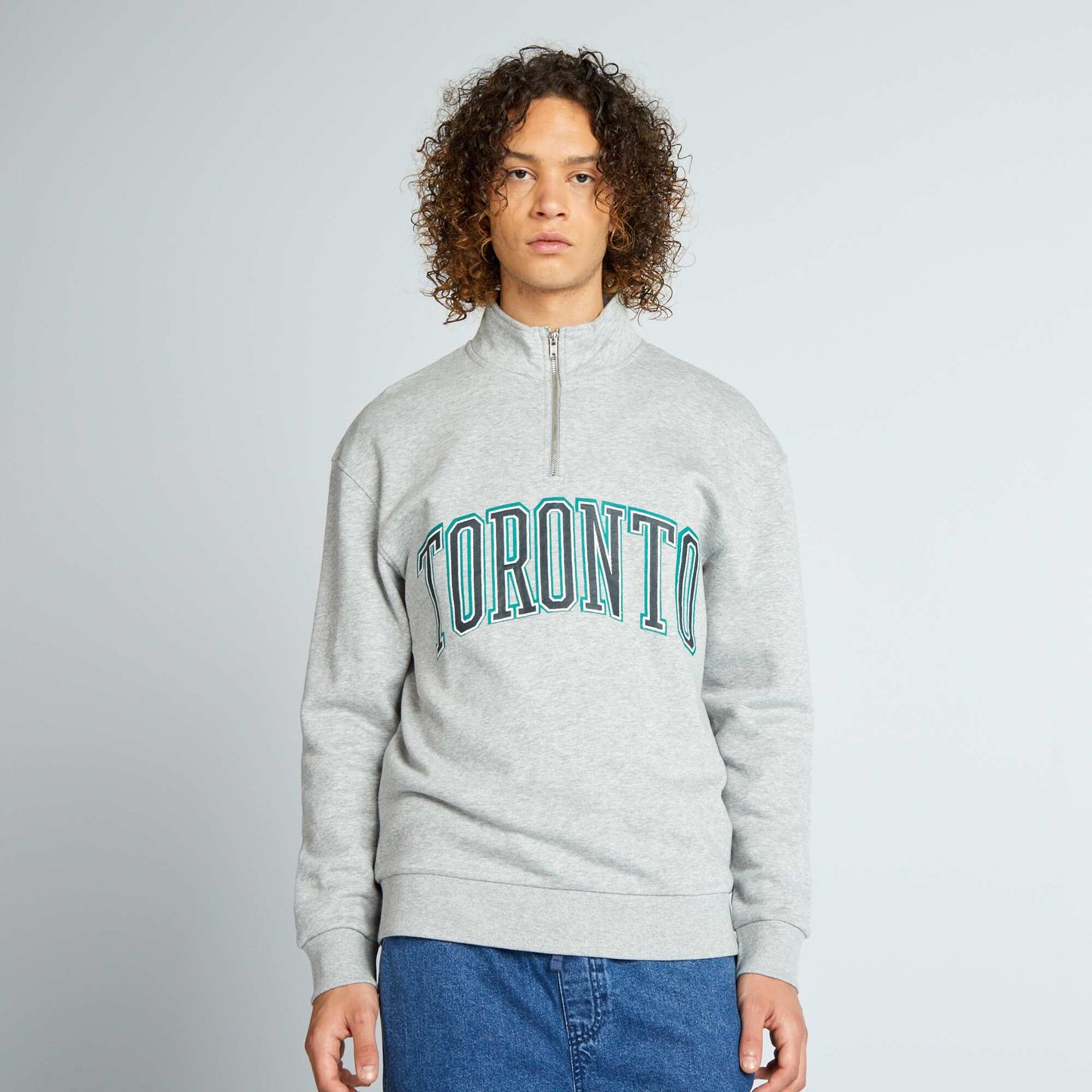 Sweater with high zipped neck GREY