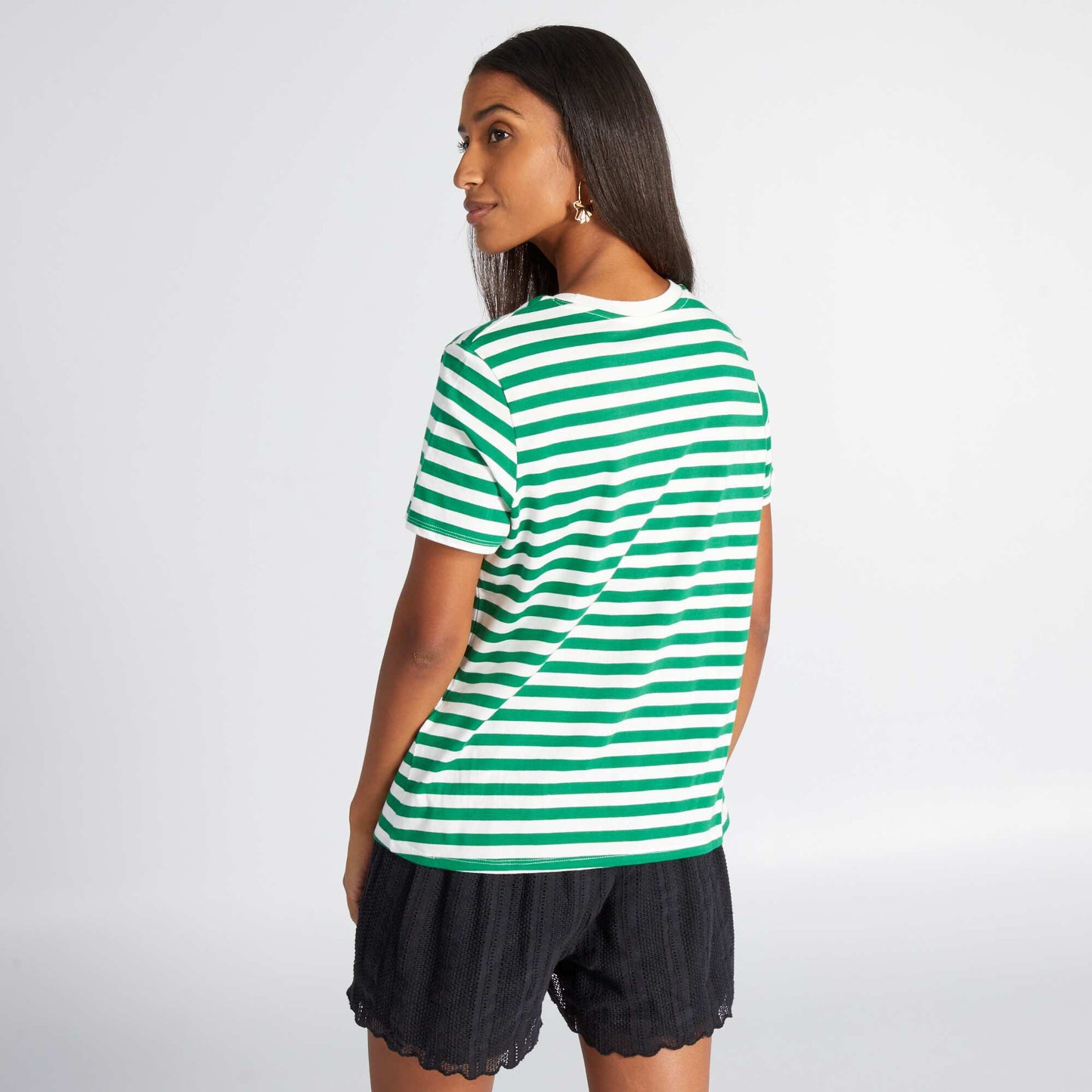 Striped printed T-shirt GREEN
