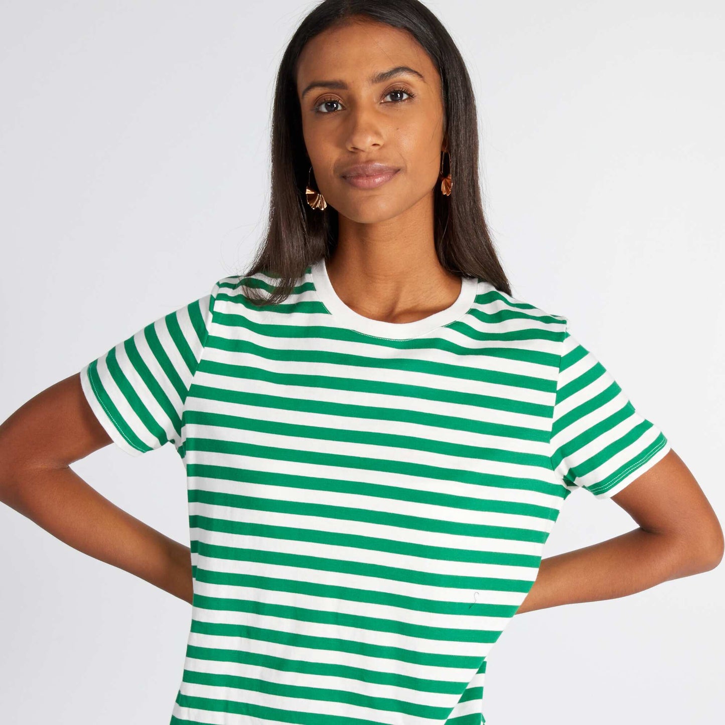 Striped printed T-shirt GREEN