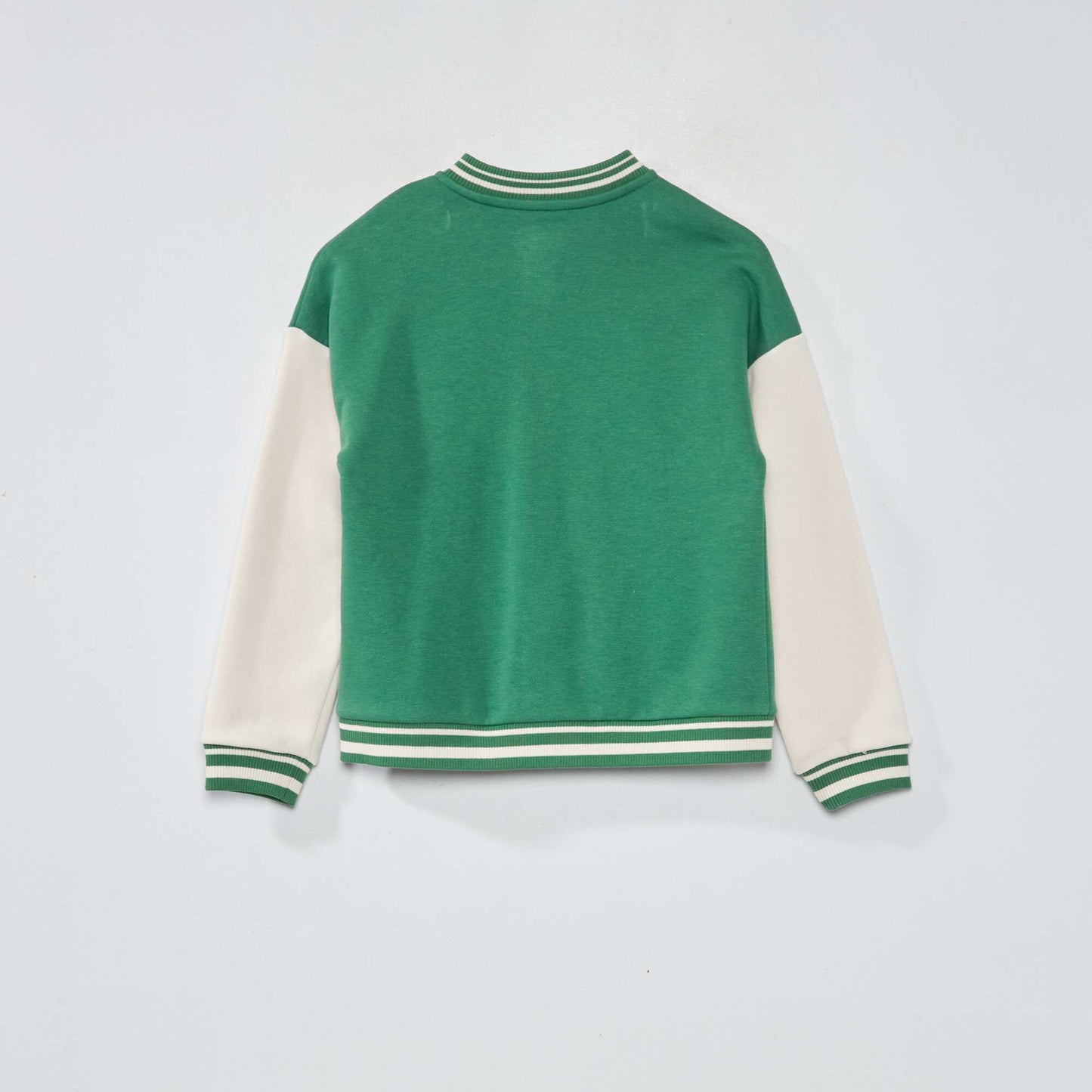 Varsity-style sweatshirt fabric jacket Green