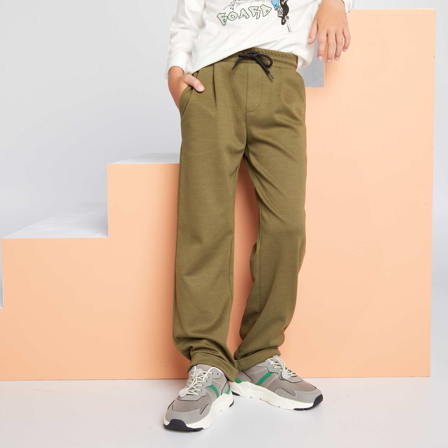 Piqué knit joggers ME_KHAKI