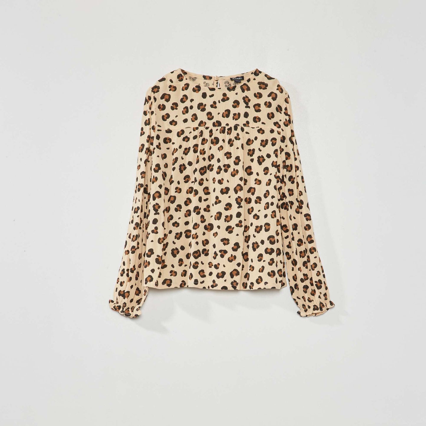 Long-sleeved blouse with print Beige