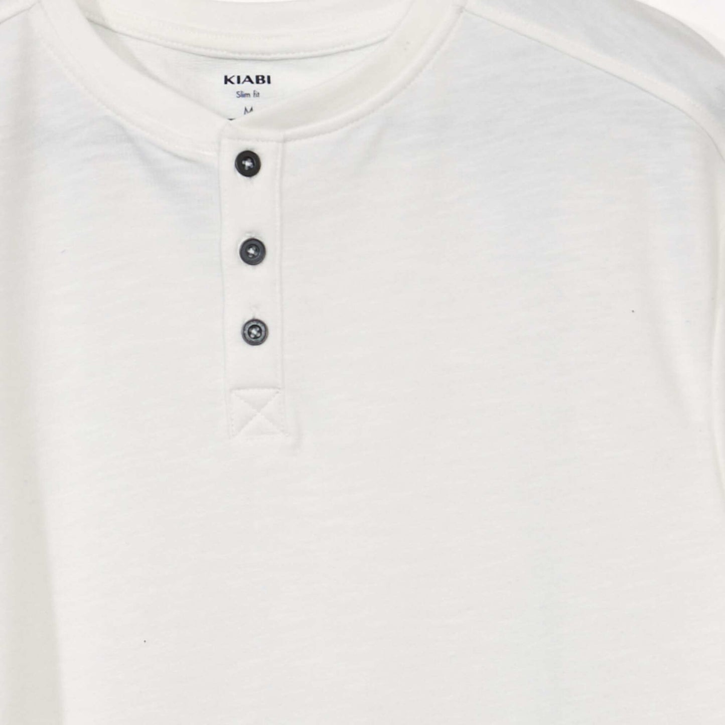 Plain henley collar T-shirt White