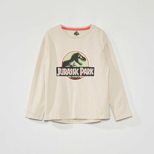 'Jurassic Park' long-sleeved T-shirt ecru