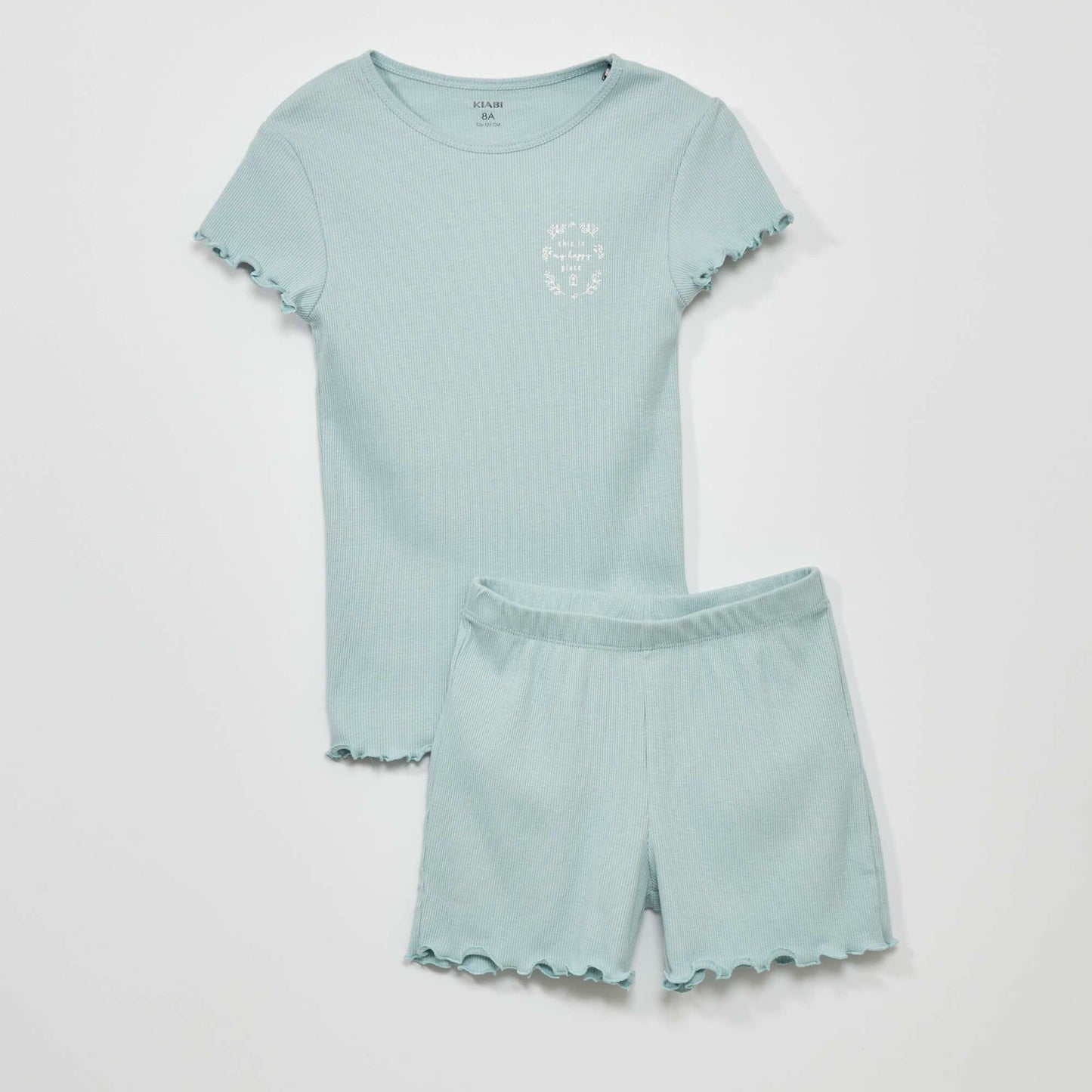 Ribbed short pyjamas - Two-piece set GREEN