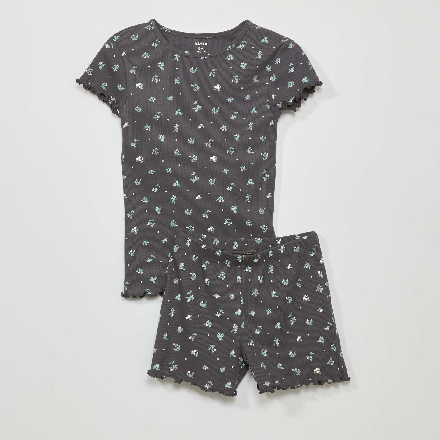 Ribbed short pyjamas - Two-piece set BLACK