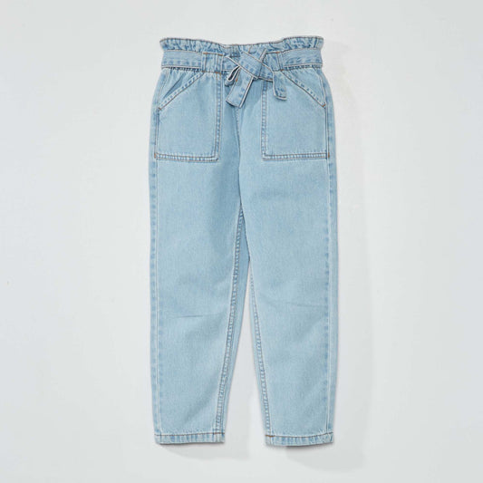 Denim paperbag trousers Blue