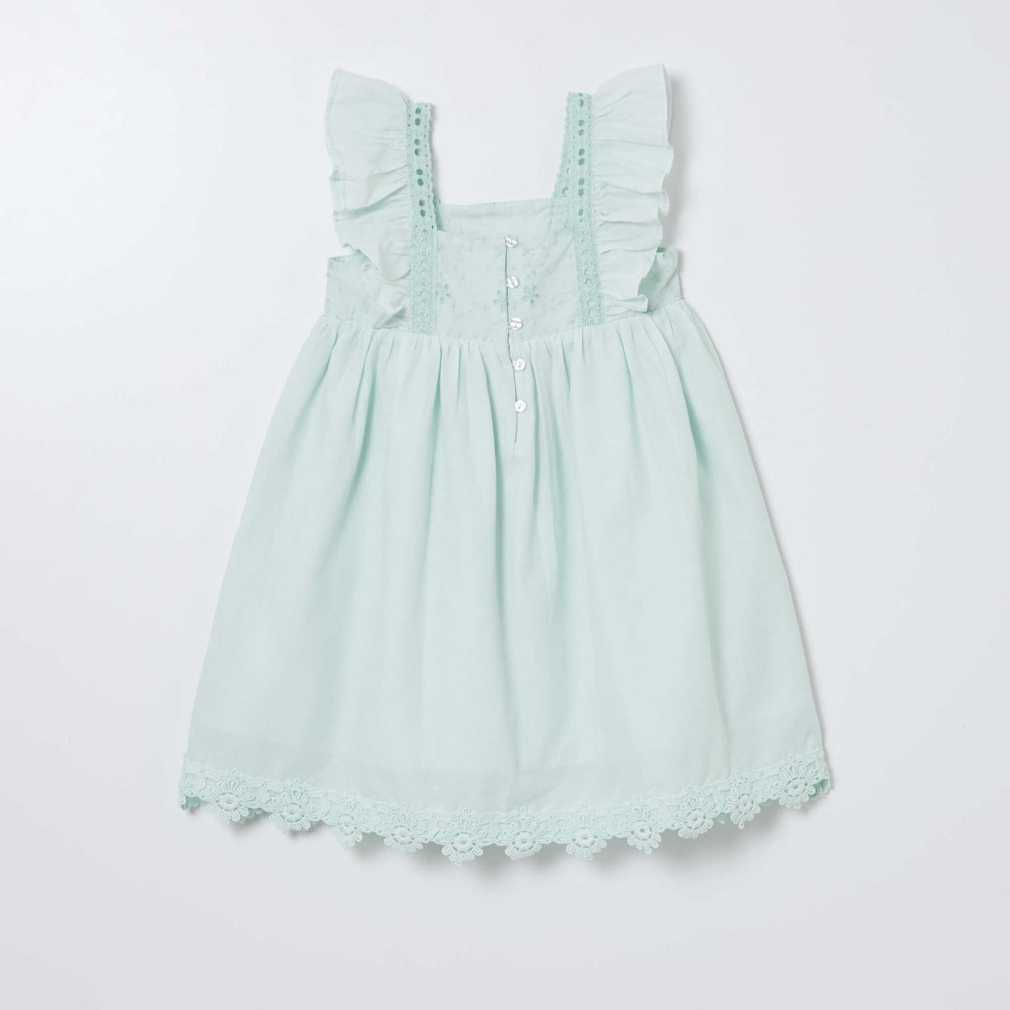 Ruffled dress with embroidery blue