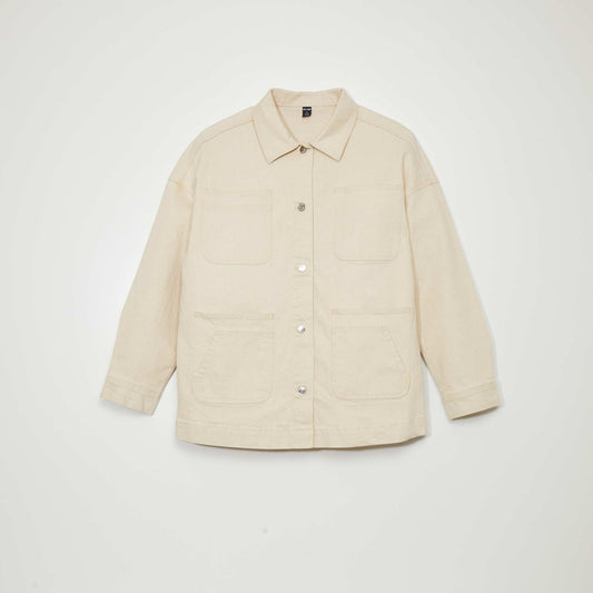 Denim jacket with pockets BEIGE