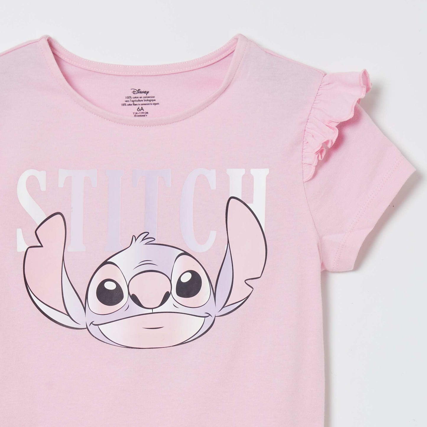 Stitch T-shirt with ruffled sleeves PINK