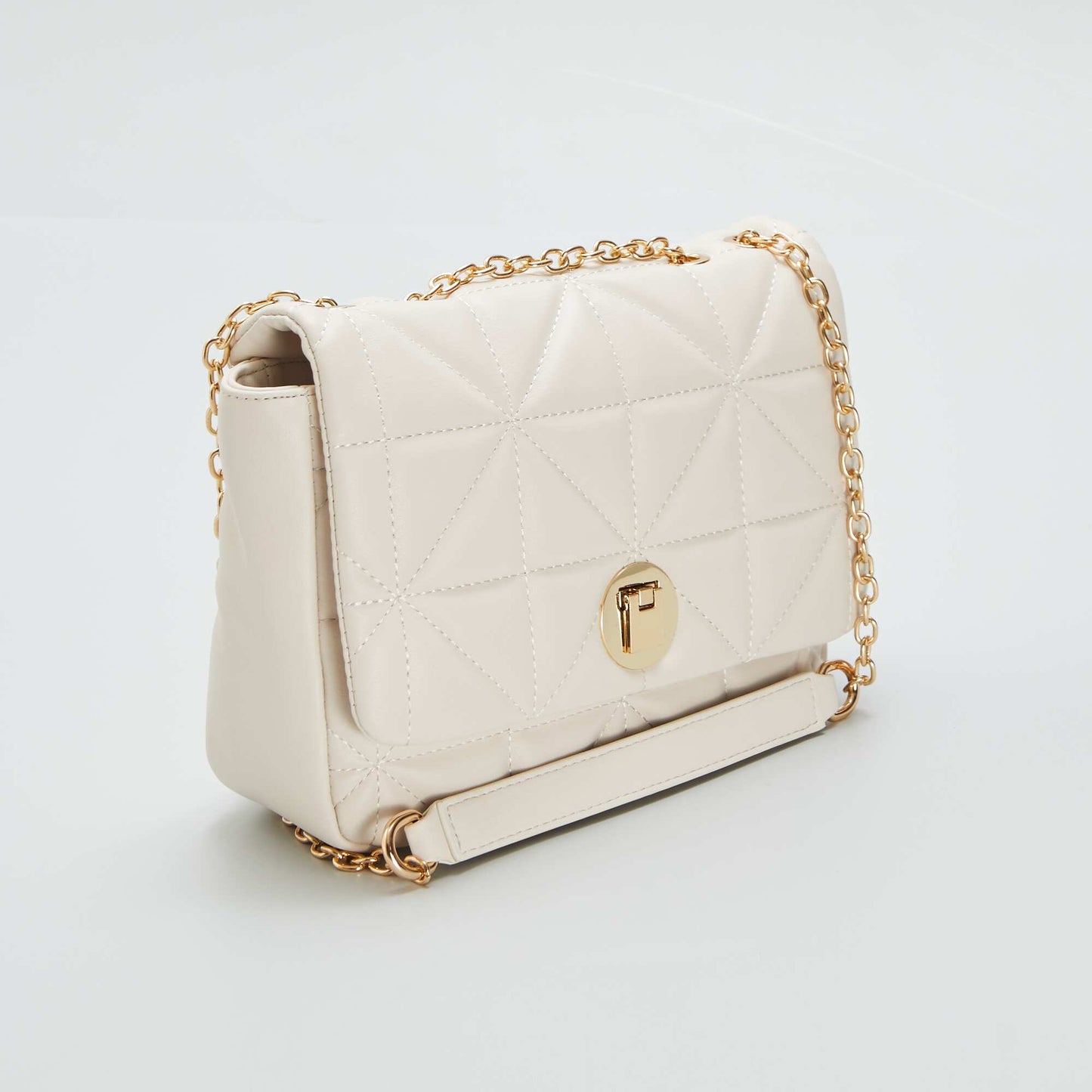 Quilted-effect shoulder bag beige