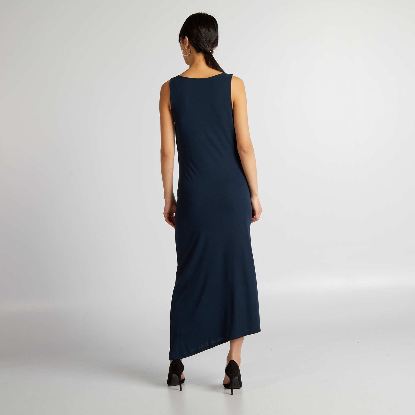 Cowl neck draped dress blue