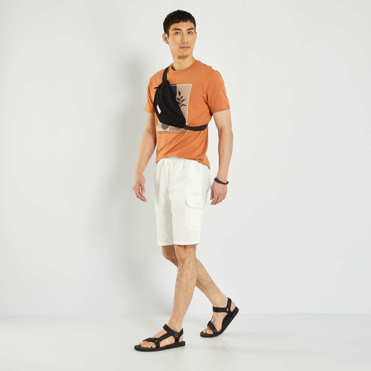 Twill Bermuda shorts with cargo pockets WHITE