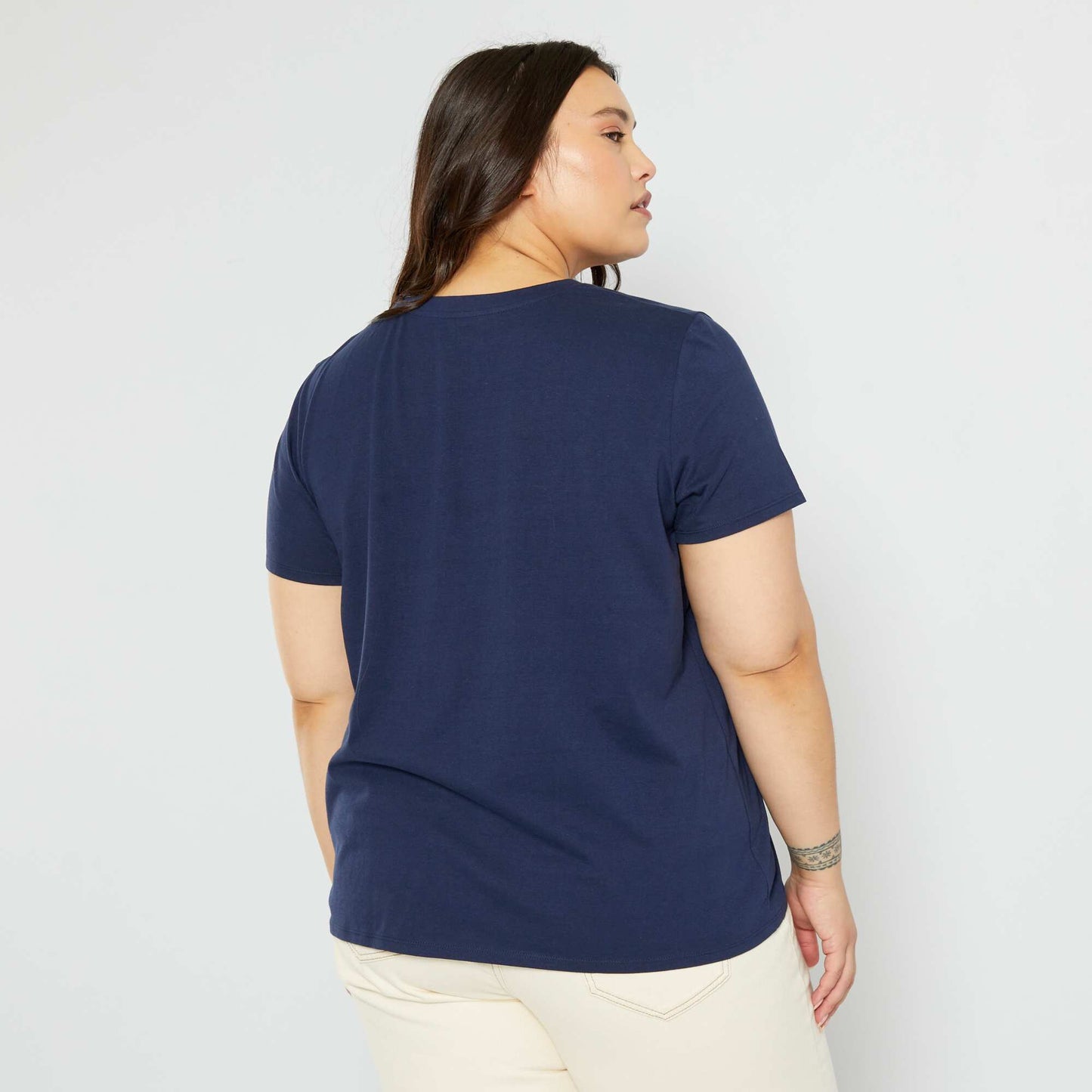 Printed round neck T-shirt BLUE