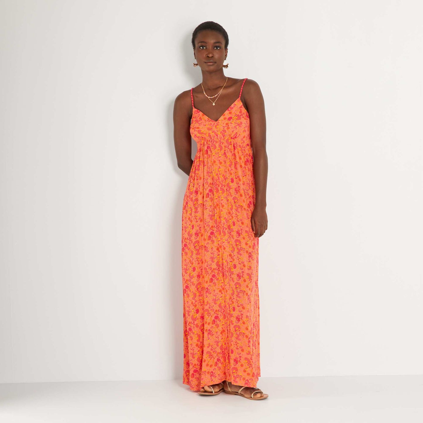 Long dress with print ORANGE